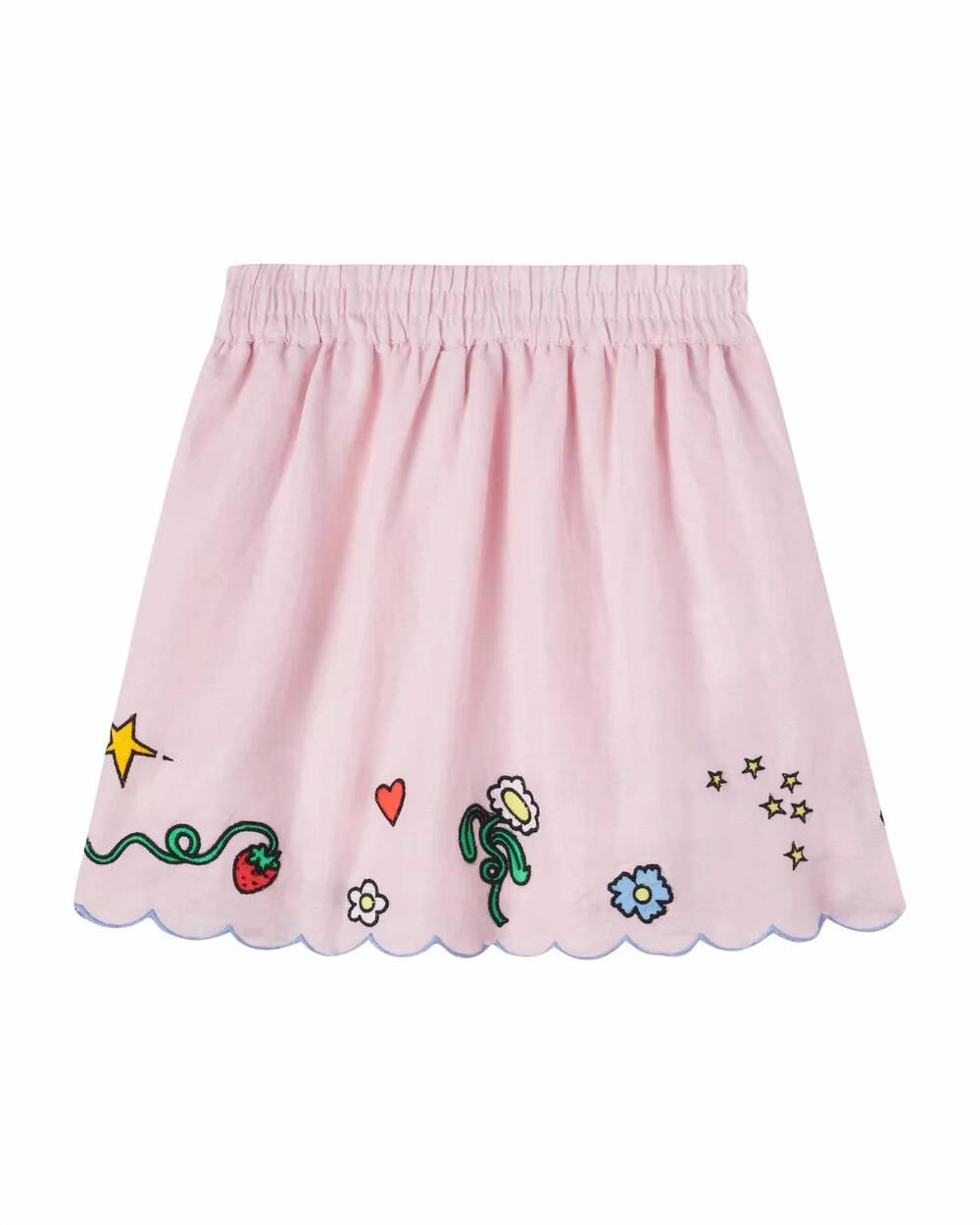 NEW STELLA MCCARTNEY girl's linen skirt with embroidery in pink
